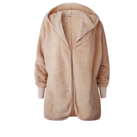 JUST IN‼️BEIGE TEDDY SHERPA FLEECE JACKET- Hoodie - Picture 5 of 5